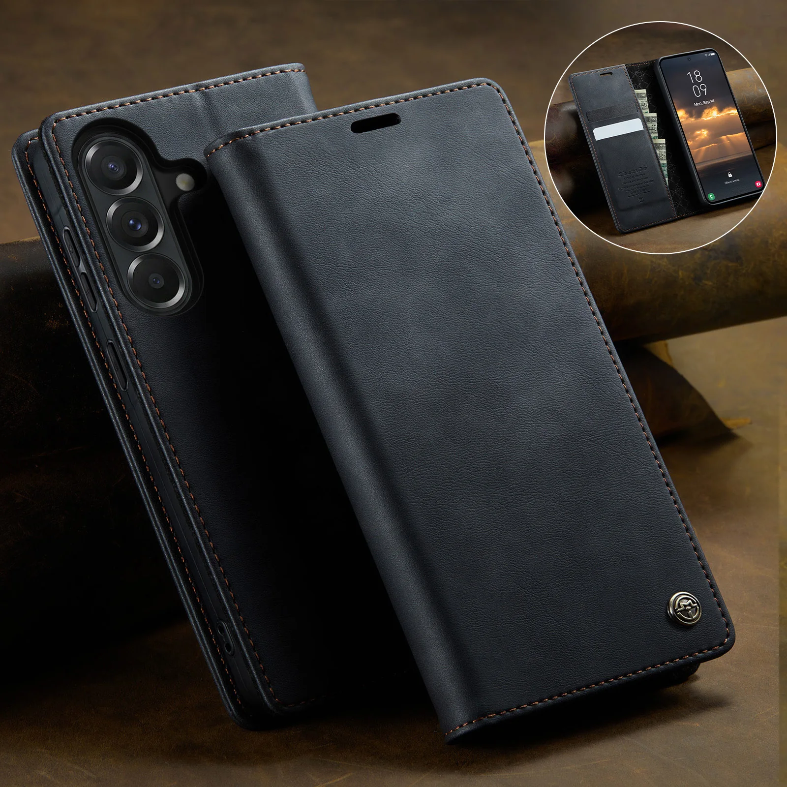 

CaseMe-023 For Samsung Galaxy S26 Ultra S25 S24 S23 S22 Plus Luxury Magnetic Flip PU Leather Wallet Case Card Slots Holder Cover