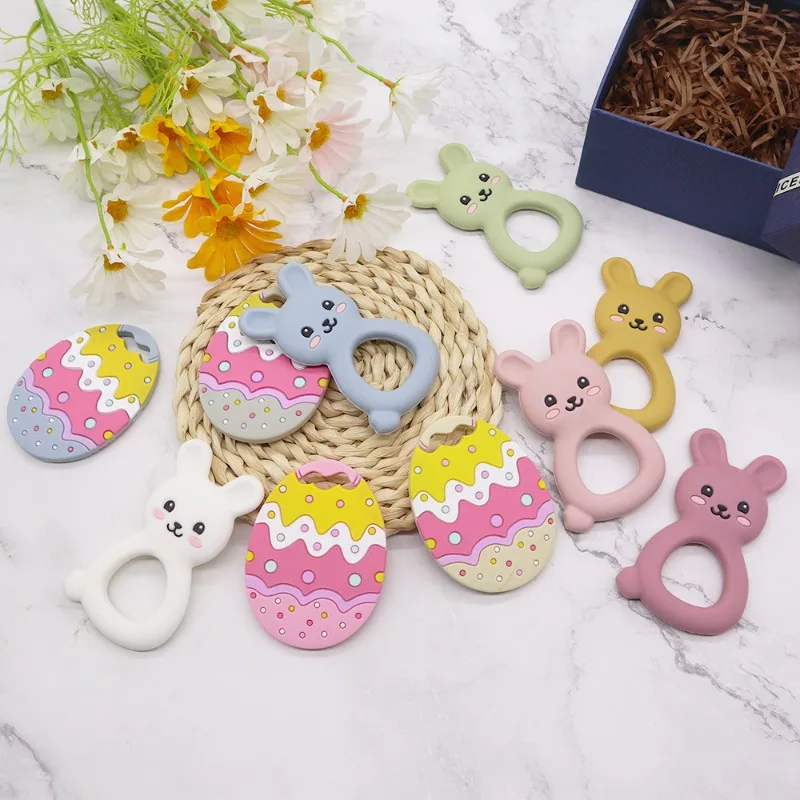 2/5PCS Silicone Beads BPA Free Baby Teether Animal Newborn Teething Toy DIY Pacifier Chain Necklace Accessories