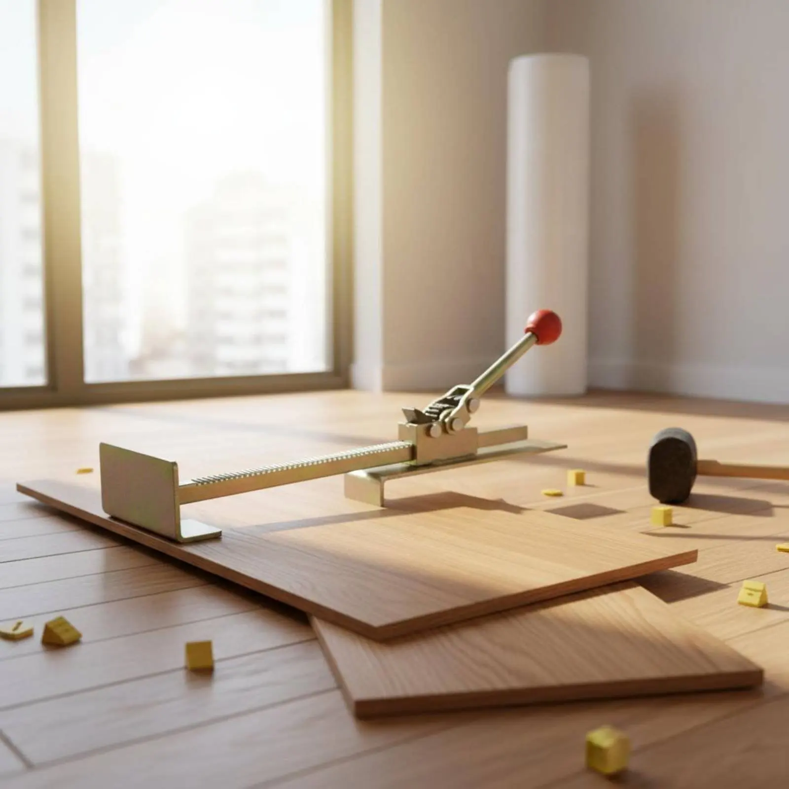 

Flooring Tightening Hook Angled Lever Wood Floor Pry Bar Interlocking and Channel Floor Tool Beveled End for Renovation