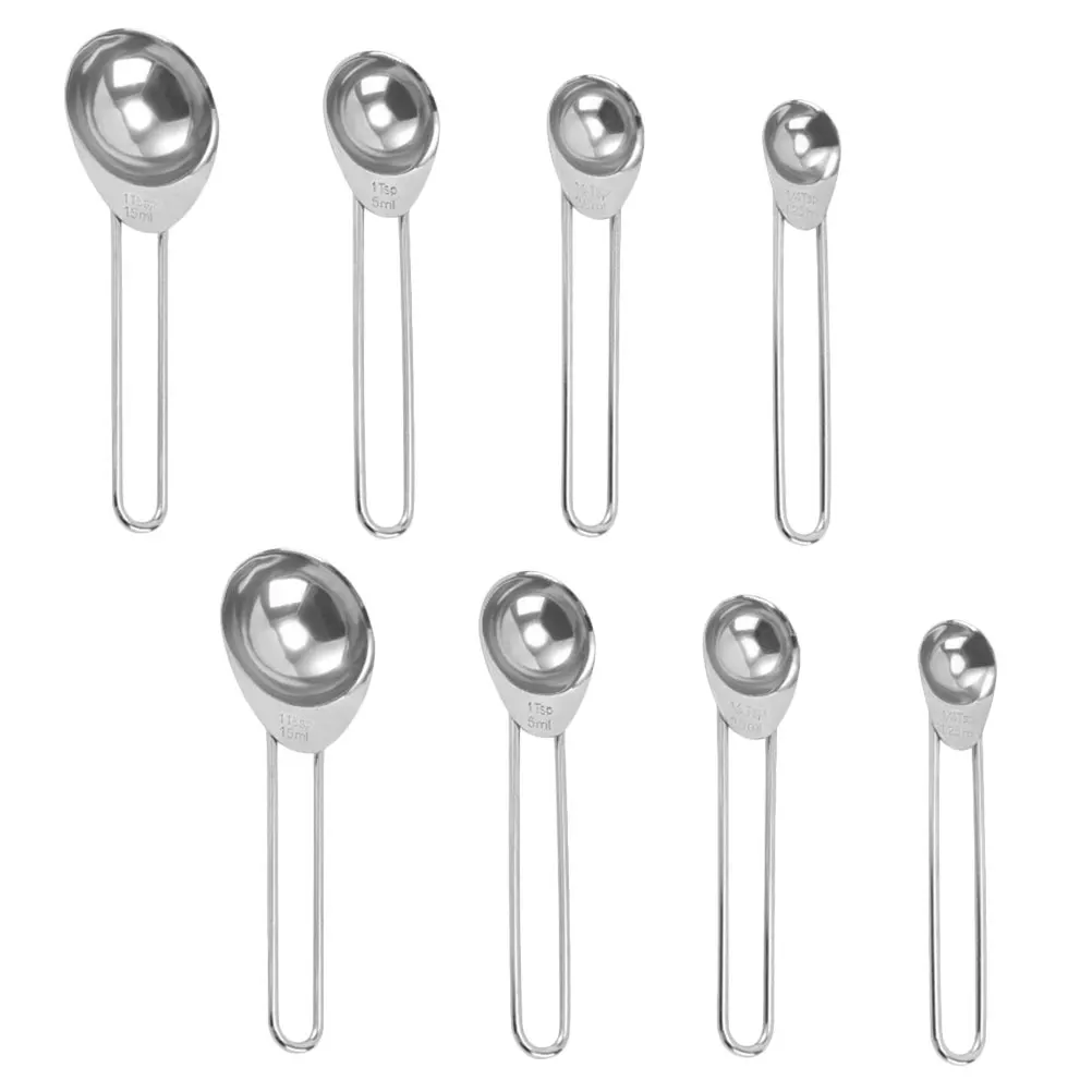 

8Pcs Premium Stainless Steel Measuring Spoons Set for Baking Cooking Compact Design Corrosion Resistant Silver