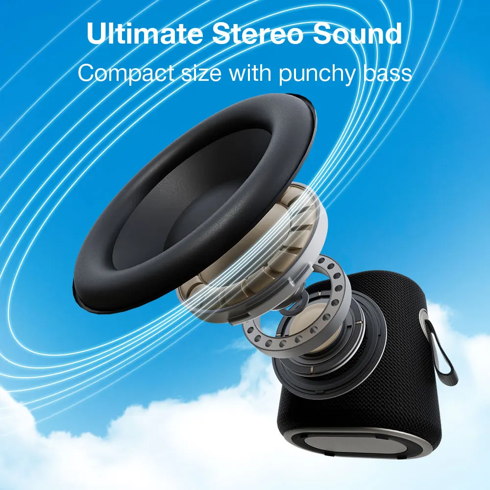 BlitzWolf BW-WA8 Portable bluetooth Speaker Wireless Speaker 57mm Large Driver Support TWS Stereo Pairing RGB Light TF Card AUX