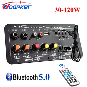 Woopker audio amplifier board 30-120W support dual microphone Bluetooth amplifier board sub4ohm 4Ohm for speaker 12V 24V 110V 220V