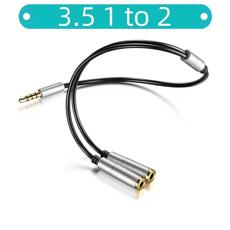 Kabel Adaptor Audio 3.5Mm 1 Ke 2 Kabel Pengisi Daya Adaptor Audio Telepon Headphone Mikrofon Pria Ke Wanita