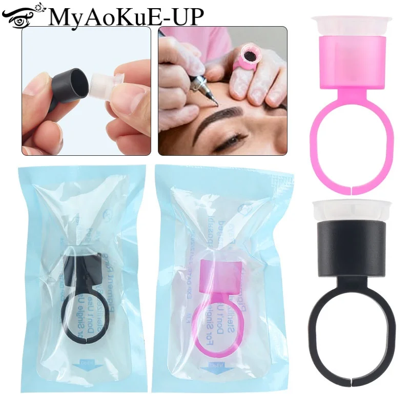 5/10/50 Pcs Usa E Getta Anello Del Tatuaggio Tazza Con Spugna Microblading Pigmento Titolare Per Trucco Permanente Tazze di Inchiostro Del Tatuaggio strumento di bellezza