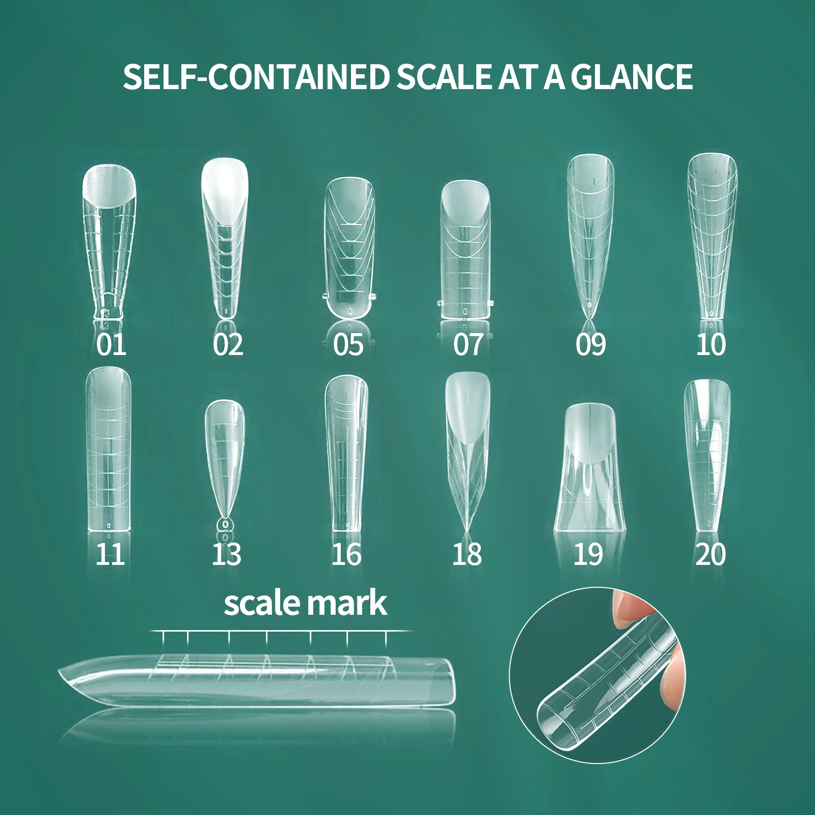 ชุดแม่พิมพ์เจลต่อเล็บแบบใสหลากสี 288 ชิ้น/12 ขนาด สำหรับทำเล็บอะคริลิคแบบซ้ำได้ ใช้ในร้านทำเล็บและ DIY