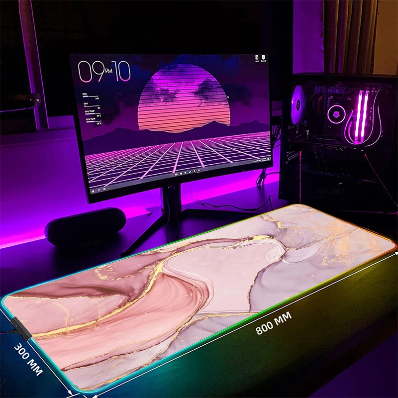 

Marble Large RGB Gamer Mousepad Mouse Mat Gaming Mousepads LED Keyboard Mats Luminous Desk Pads Mouse Pad For PC