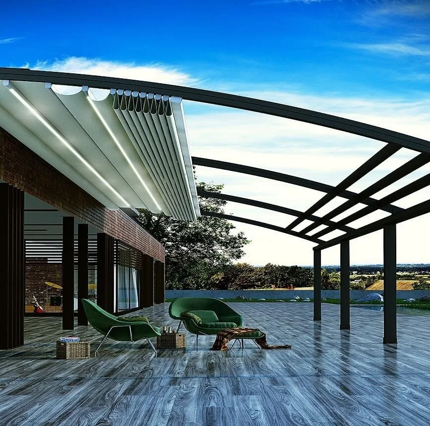 Led Waterproof Pergola Canopy Electric Retractable Aluminium Louver Balcony Pergola Awning