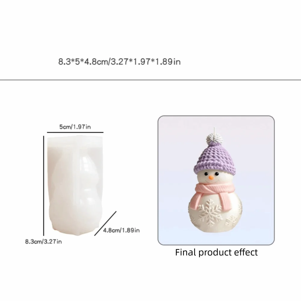 Cute 3D Christmas Snowman Candle Silicone Mold Flexible Heat Resistant Chocolate Mold Split Mold Handmade Baking Mold DIY Making