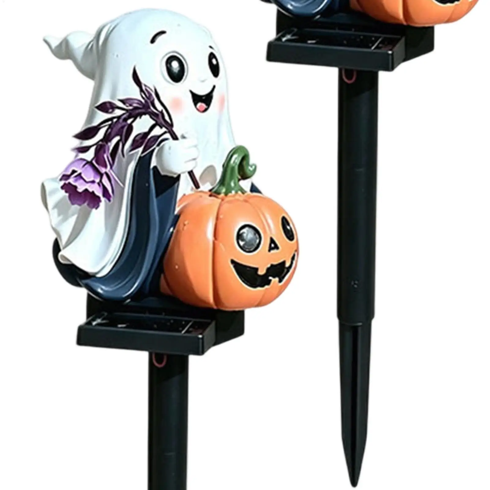 Halloween Stake Lights Spooky Weatherproof Outdoor Decoration Solar Ghost Lights Pumpkin Stakes For Garden Courtyard Patio Lawn