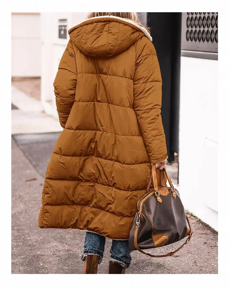 Roupas de algodão feminino europeu americano multi-cor multi-tamanho com capuz dupla face usar commuter casual casaco estendido