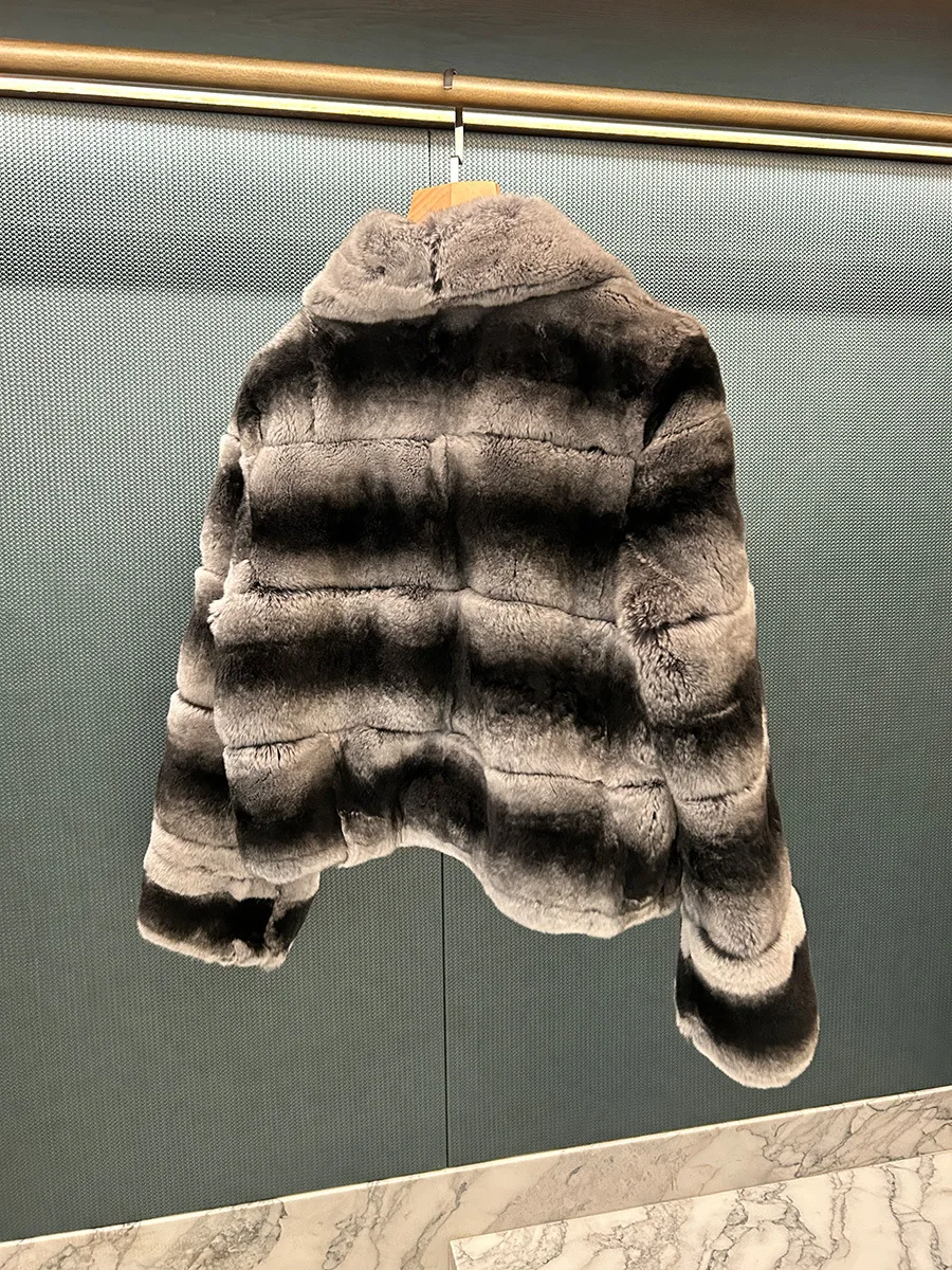 Moda outono/inverno Totoro Padrão Casaco de pele de coelho Rex puro para mulheres