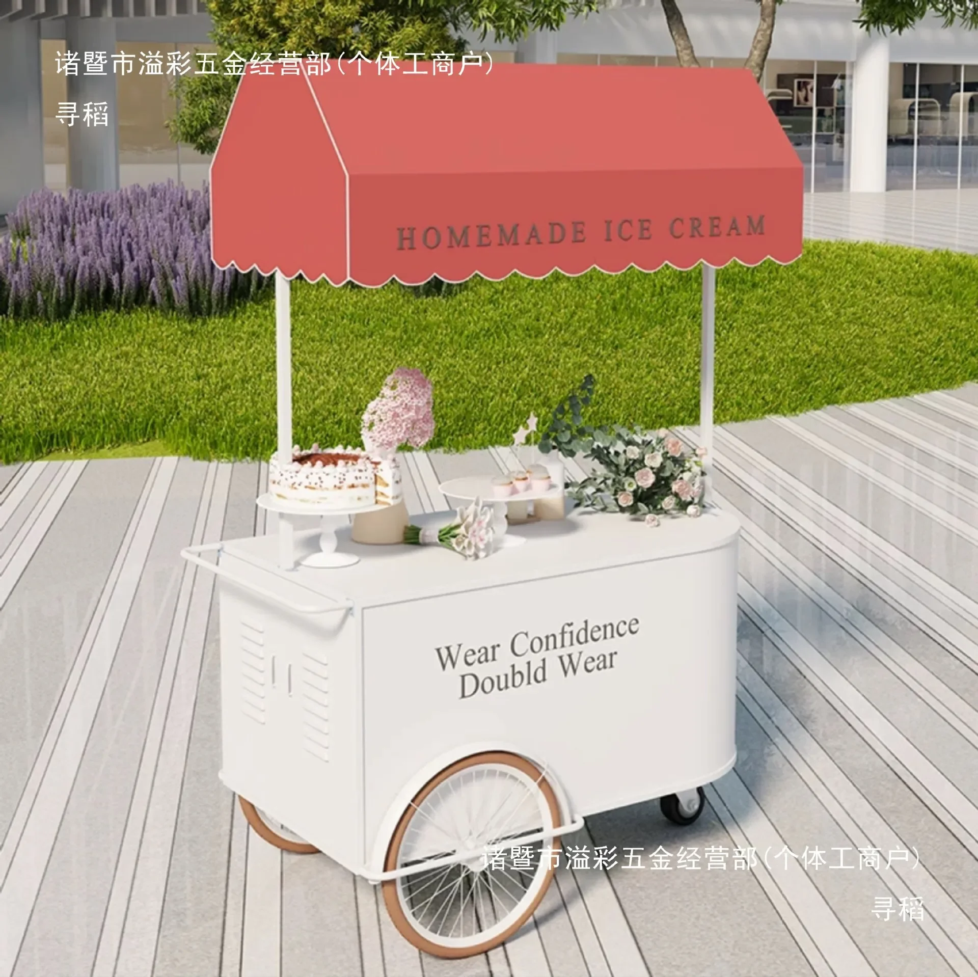 Ice cream vending cart movable display cabinet commercial multi-functional stall cart  commercial