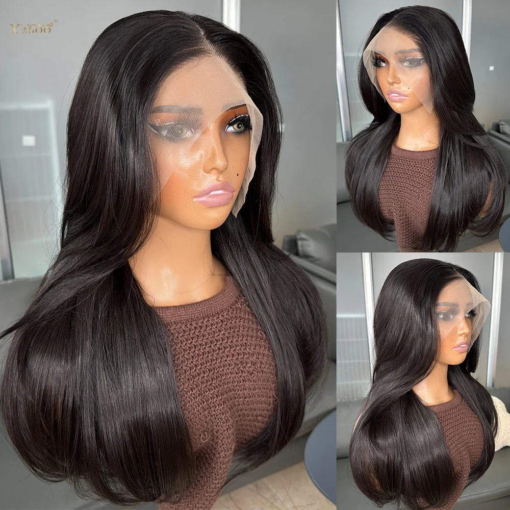 Long Middle Deep Part Black  Heat Resistant Wig 13x6 Glueless Natural Wave Futura Synthetic Lace Front Wigs for Women Daily Use