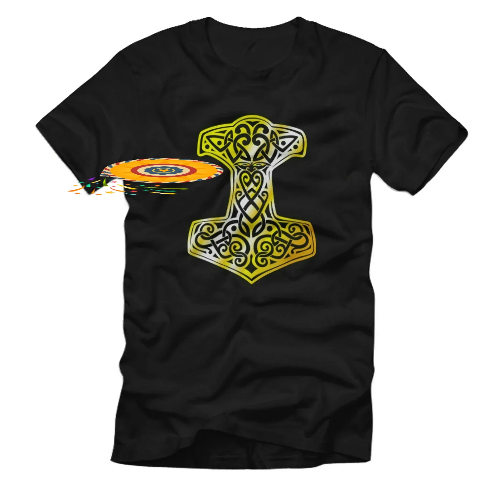 Thorshammer Hammer Mjölnir Gold Odins Sohn T-Shirt 100% Cotton O-Neck Short Sleeve Summer Casual Mens T-shirt Streetwear
