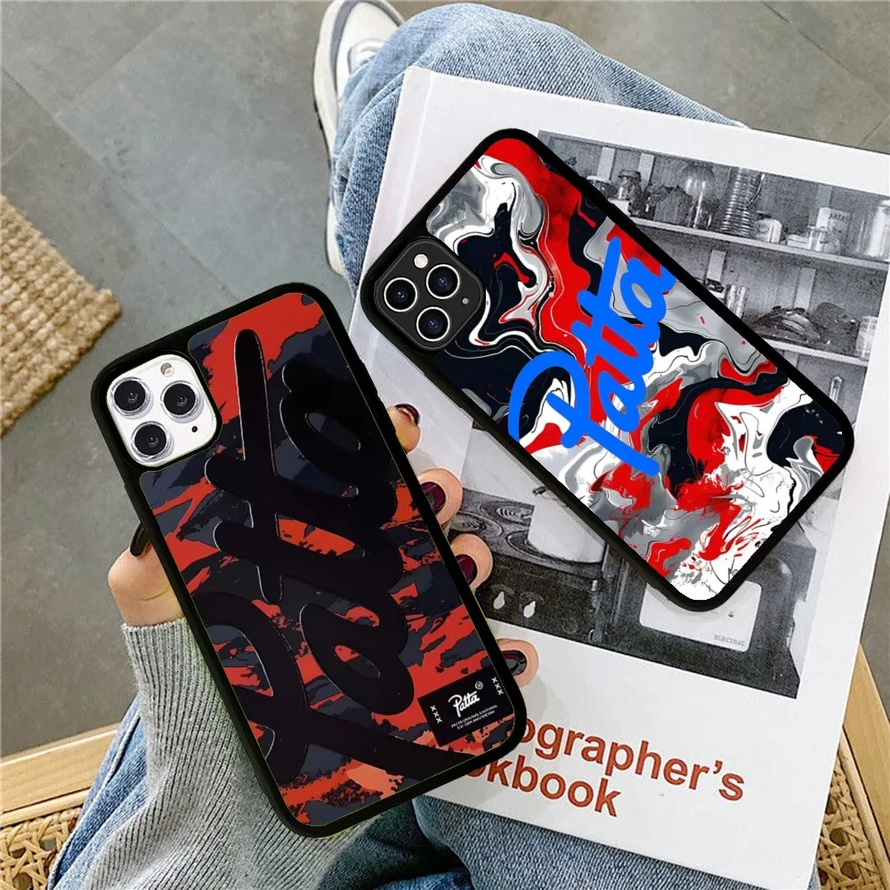 Fashion P-patta Phone Case Silicone PC+TPU For For IPhone 11 12 13 14 15 16 Plus Pro Max Cover