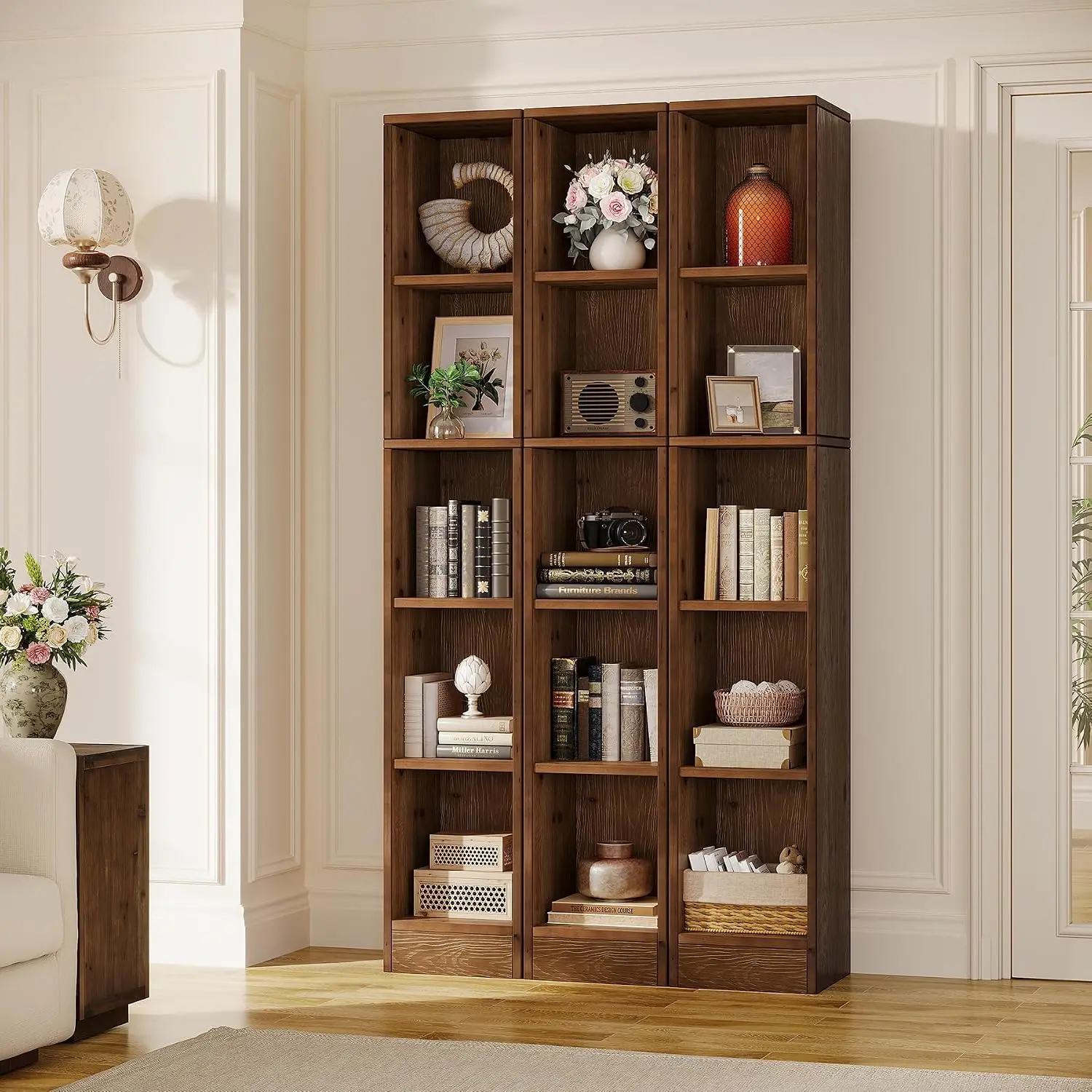 70.9-Inch Tall Narrow Bookshelf Set of 3 5-Tier Corner Bookcase Freestanding Display Shelves for Home Office Bedroom, Customized