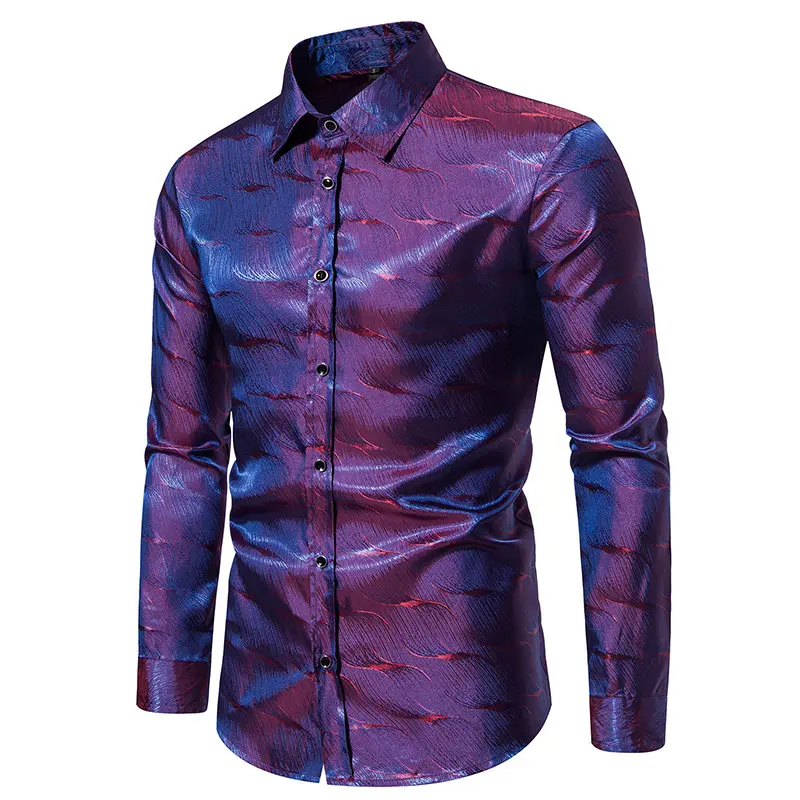 Camisa de manga comprida masculina de alta qualidade nobre luxo impresso casual camisa africana