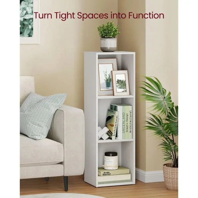 3-Tier Open Bookcase Open Storage Shelf 9.4 X 11.8 X 37.3 Inches Freestanding Display Shelf for Living Room