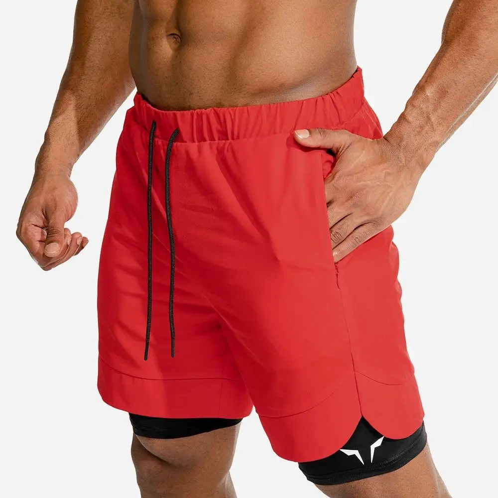 Men's Double Layer Fitness Shorts Invisible Open Crotch Outdoor Sex Training  Sweatpants Running Basketball Pants Stretch