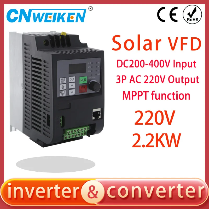 

PV solar inverter DC to AC three-phase converter 220V 0.75kw/1.5kw/2.2kw/4kw/5.5kw/7.5kw with MPPT Control solar pump VFD