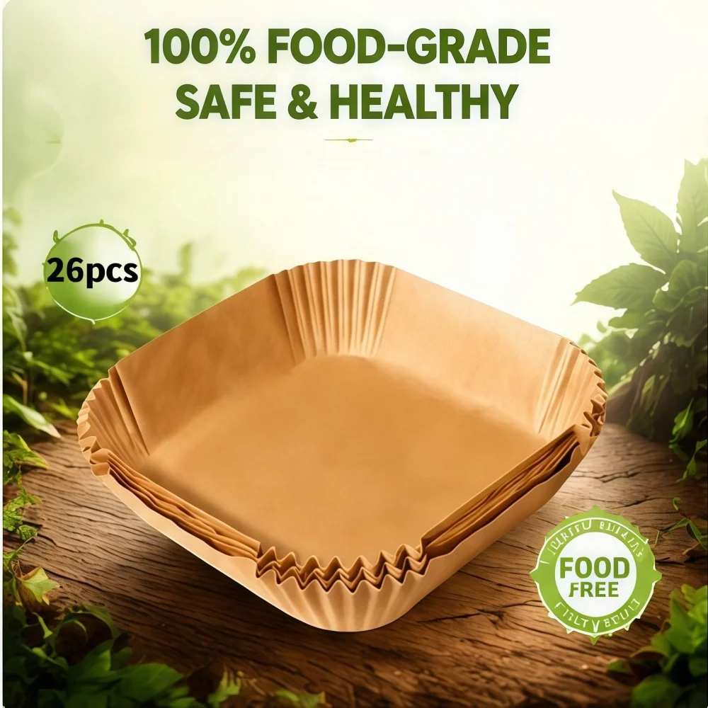 Air Fryer Disposable Paper Liner Square Air Fryer Liner Oil & Waterproof Parchment Paper for Baking Roasting & BBQ