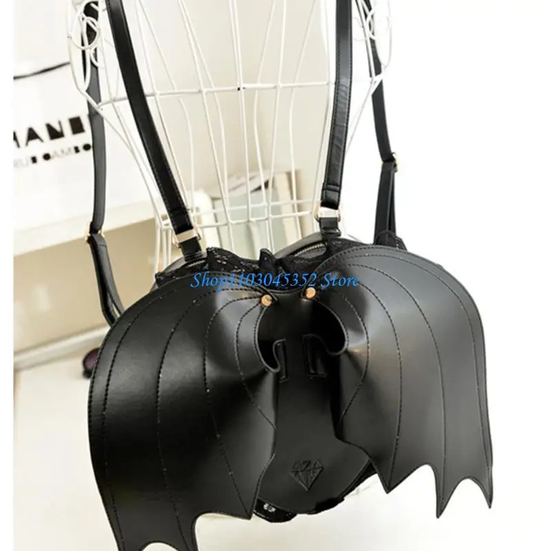 Mochila viaje duradera y moderna PU Devil Bat, mochila gótica para mujeres con gusto único