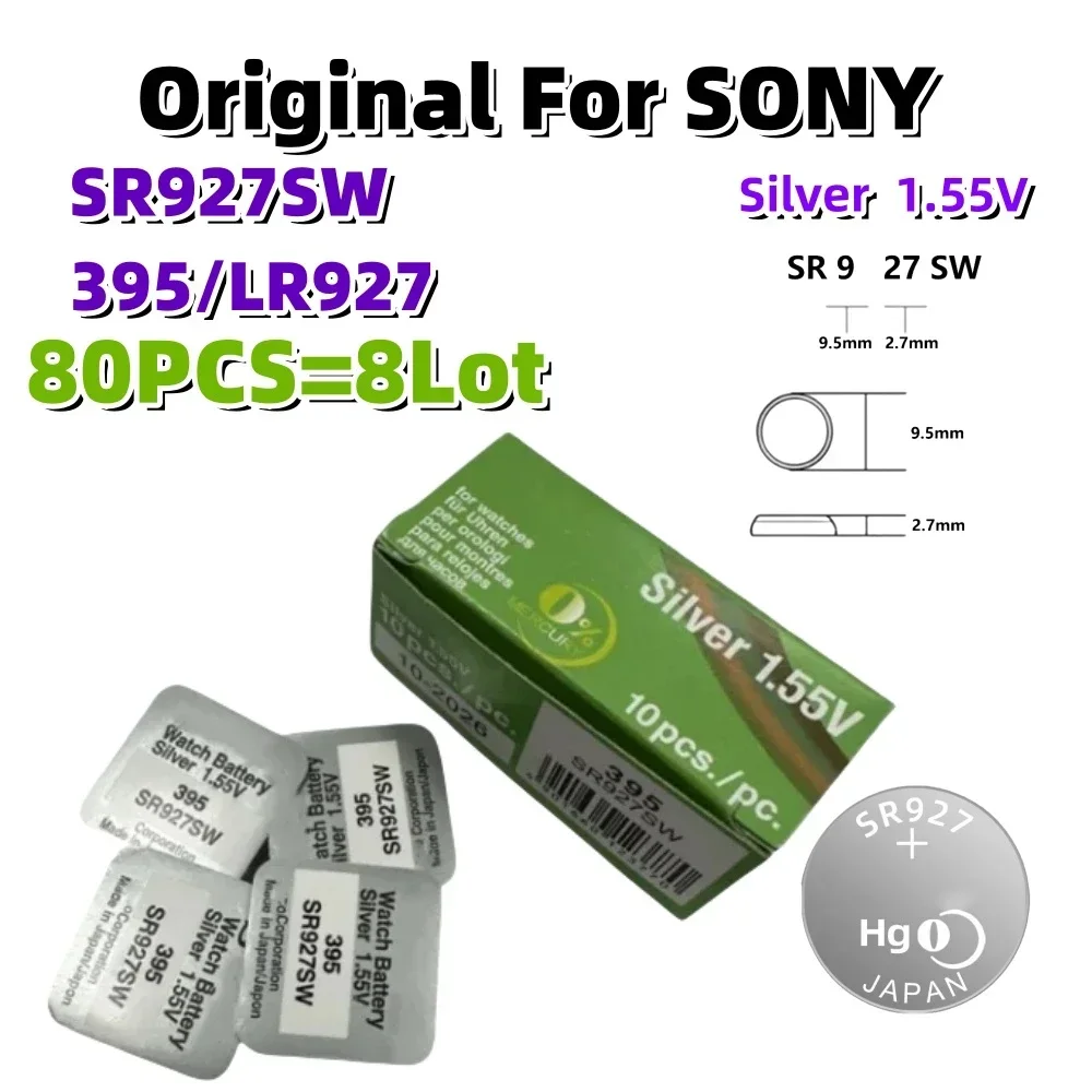 

80PCS Original For Sony SR927SW AG7 395 LR927 395A 1.55VLithium Batteries Button Cell for Watch Toys Control Calculator Toy