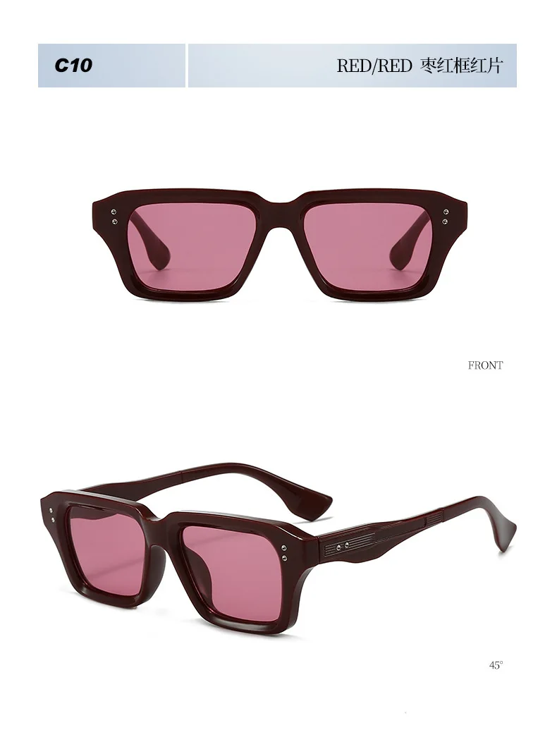 Luxus Vintage Nieten Schmücken Quadratischen Rahmen Sonnenbrille Frauen Männer Mode Designer Shades Sommer Reisen Stick Brillen UV400 – Detail 21