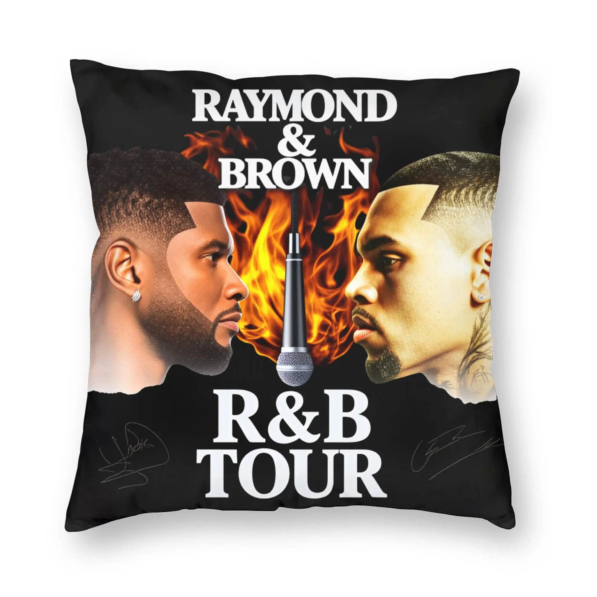 Pillow Case Chris Brown And Usher The Rb Tour Print  Raymond And Brown Pillow Cover For Sofa Home Decor Kawaii Pillowcases