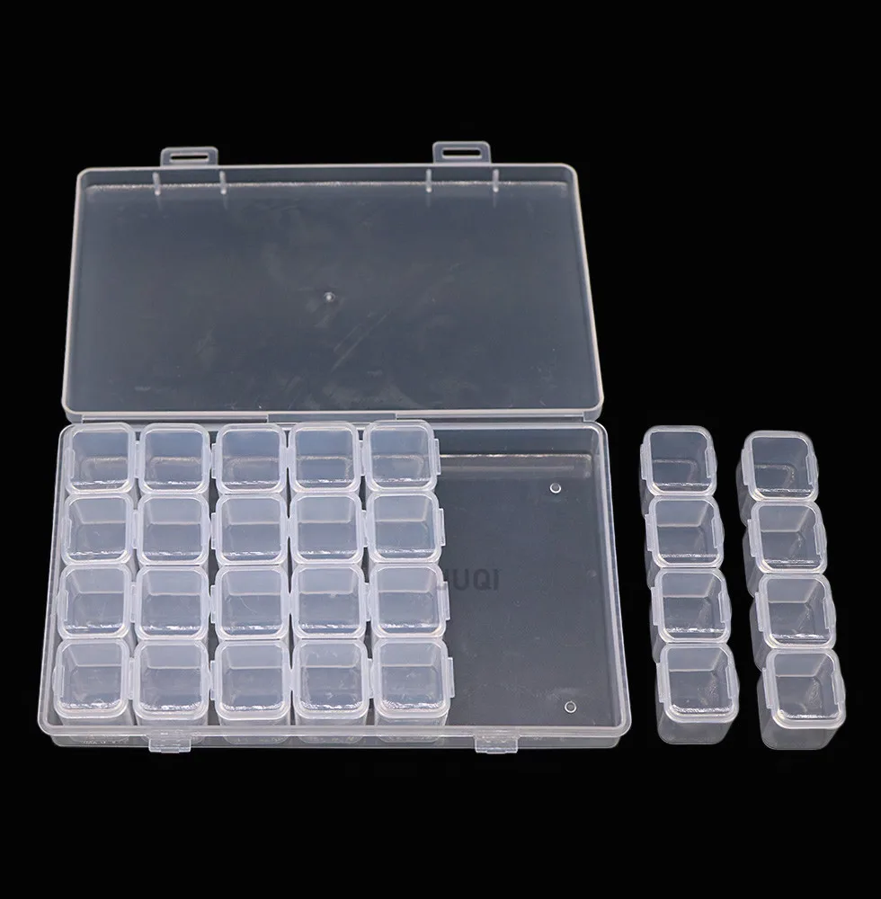 28 Grids Compartment Transparent Medicine Box Jewellery Packing Plastic Removable Box Nail Art Tool Storage Case