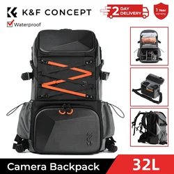 K&F CONCEPT 32L/25L Large 2 in 1 Camera Backpack Sling Waist Bag For Canon Sony DSLR Camera Case Laptop Waterproof Rain Cover