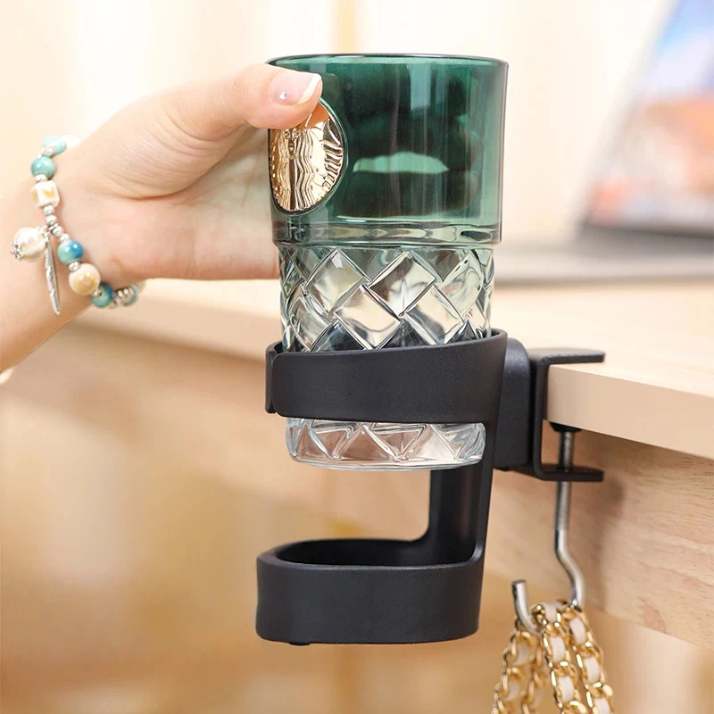 1Simple desktop cup holder - Space-saving beverage bottle rack，Designed with a safety clamping mechanism，Durable and easy to cle