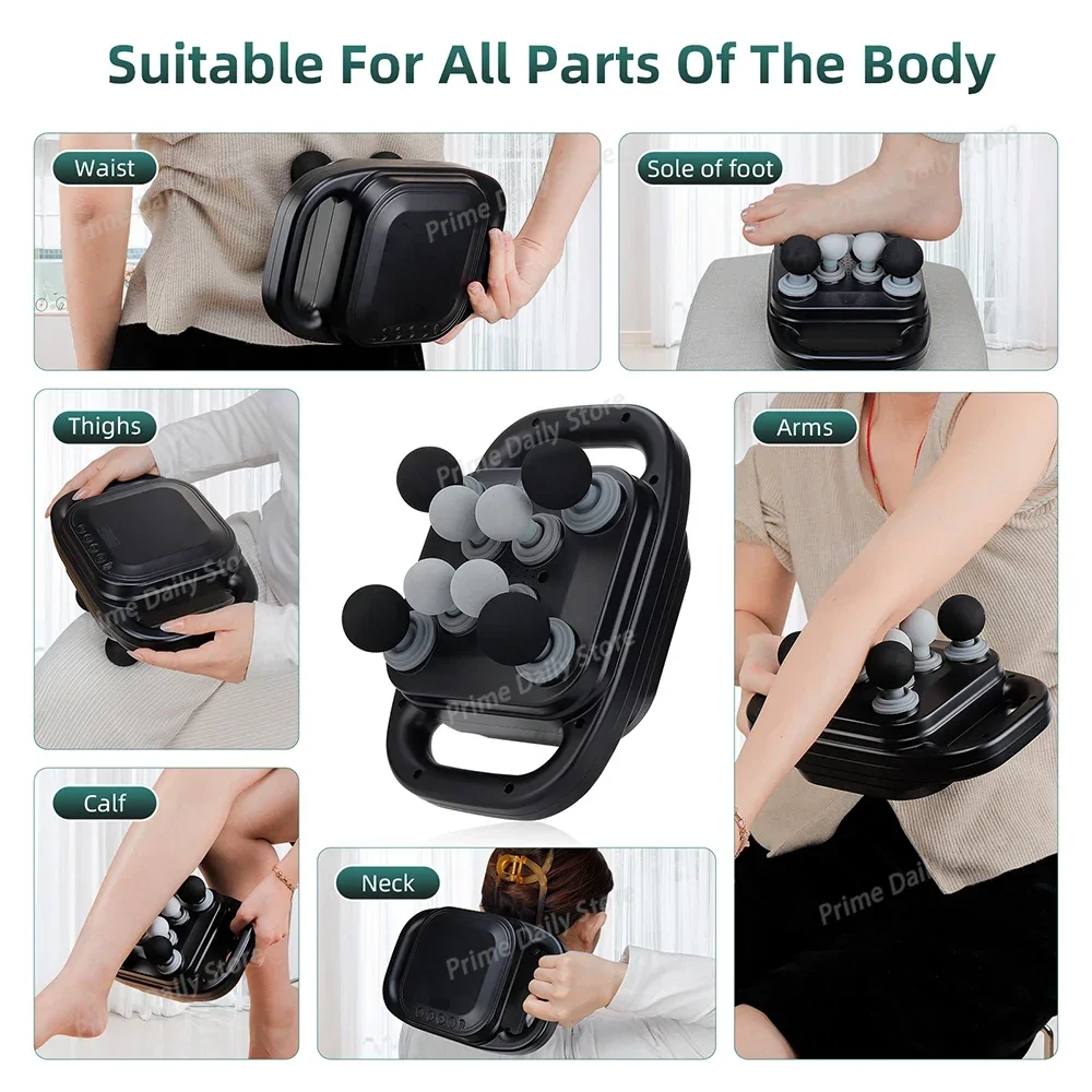 8-Head Fascia Gun High-Frequency Vibration Body Massager Back and Waist Massager Neck Shoulder Massager Muscle Reliever