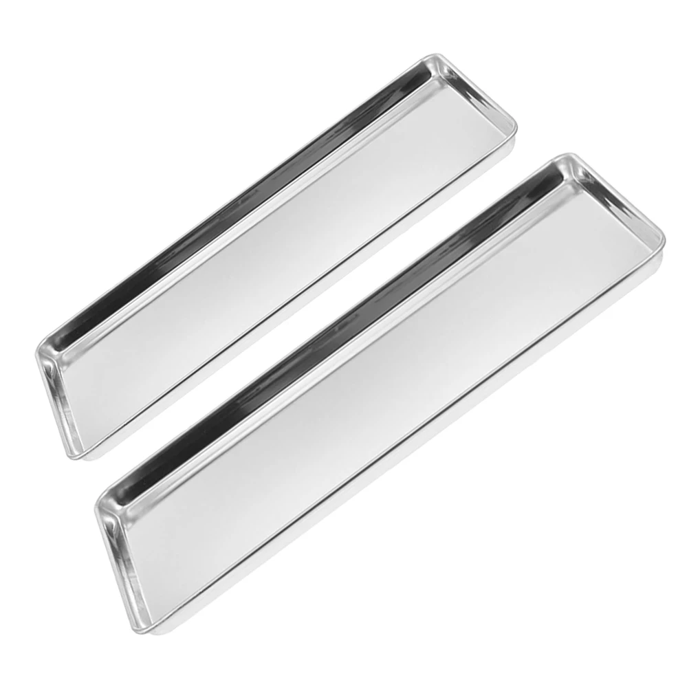

2 Pcs Stainless Steel Tray Rectangular Dinner Plate 26 5X15 5X1 2CM Serving Dish Restaurant Decorative Food Snack
