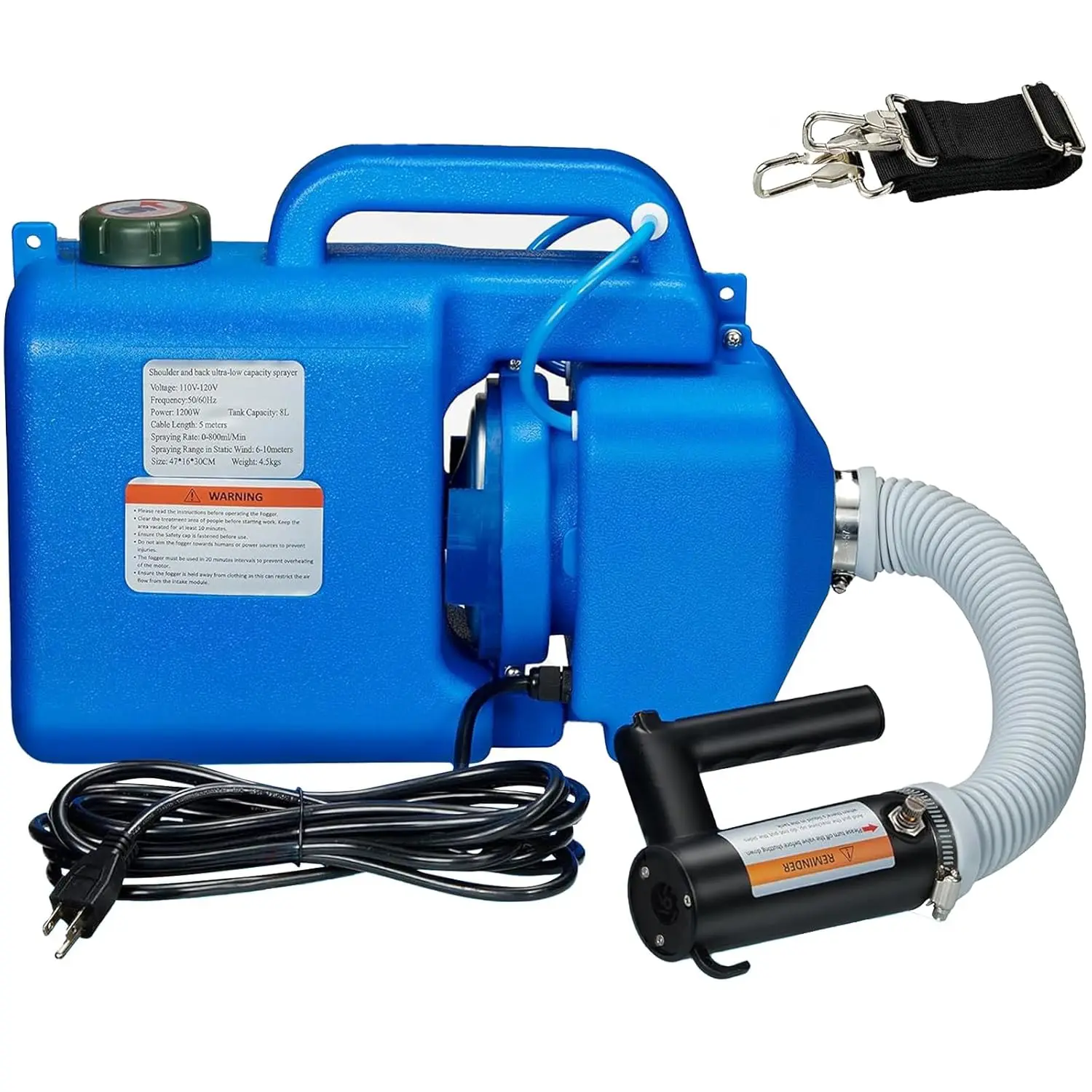 

8L Electric ULV Cold Fogger with Backpack, Adjustable Flow for Indoor Outdoor Spraying