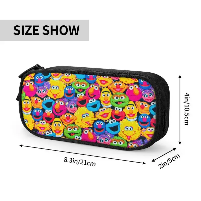 Imagem -04 - Biscoito Monstro Padrão Estojos de Lápis para Meninos e Meninas Grande Capacidade Pen Bolsa Cute Box Sesame Street Manga Acessórios Escolares Personalizado