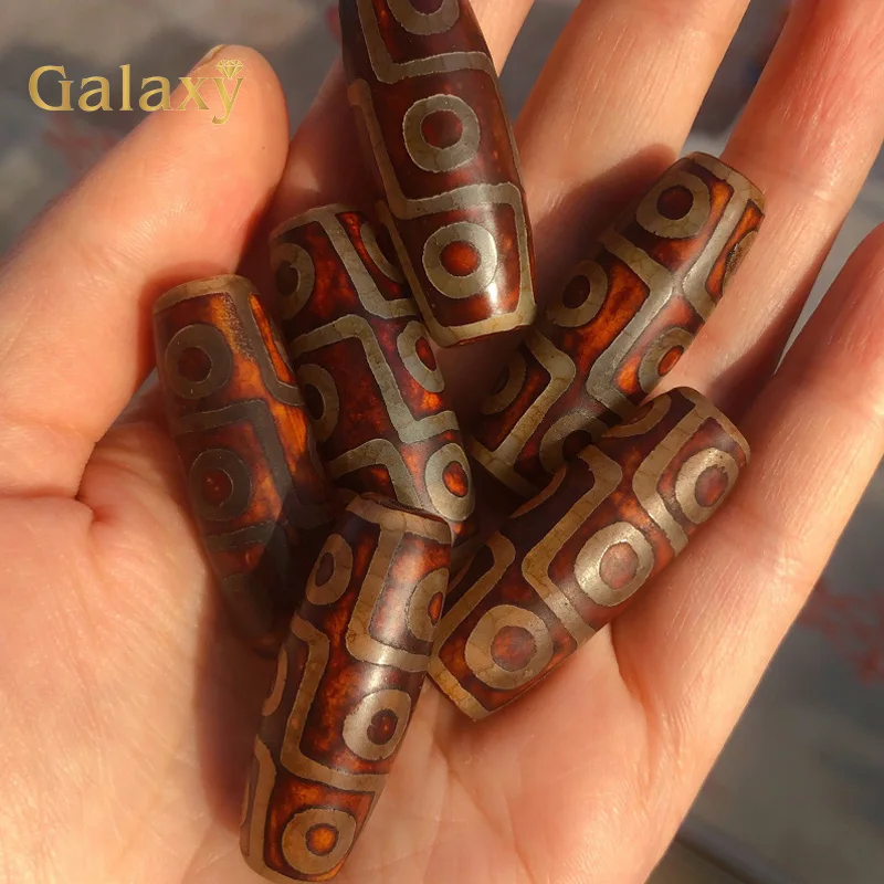 1Pcs 40mm Natural Tibetan Vintage Nine Eyes Dzi Agates Beads Buddha Jewelry Antiqued Carnelian Old Dzi for Women Men Healing