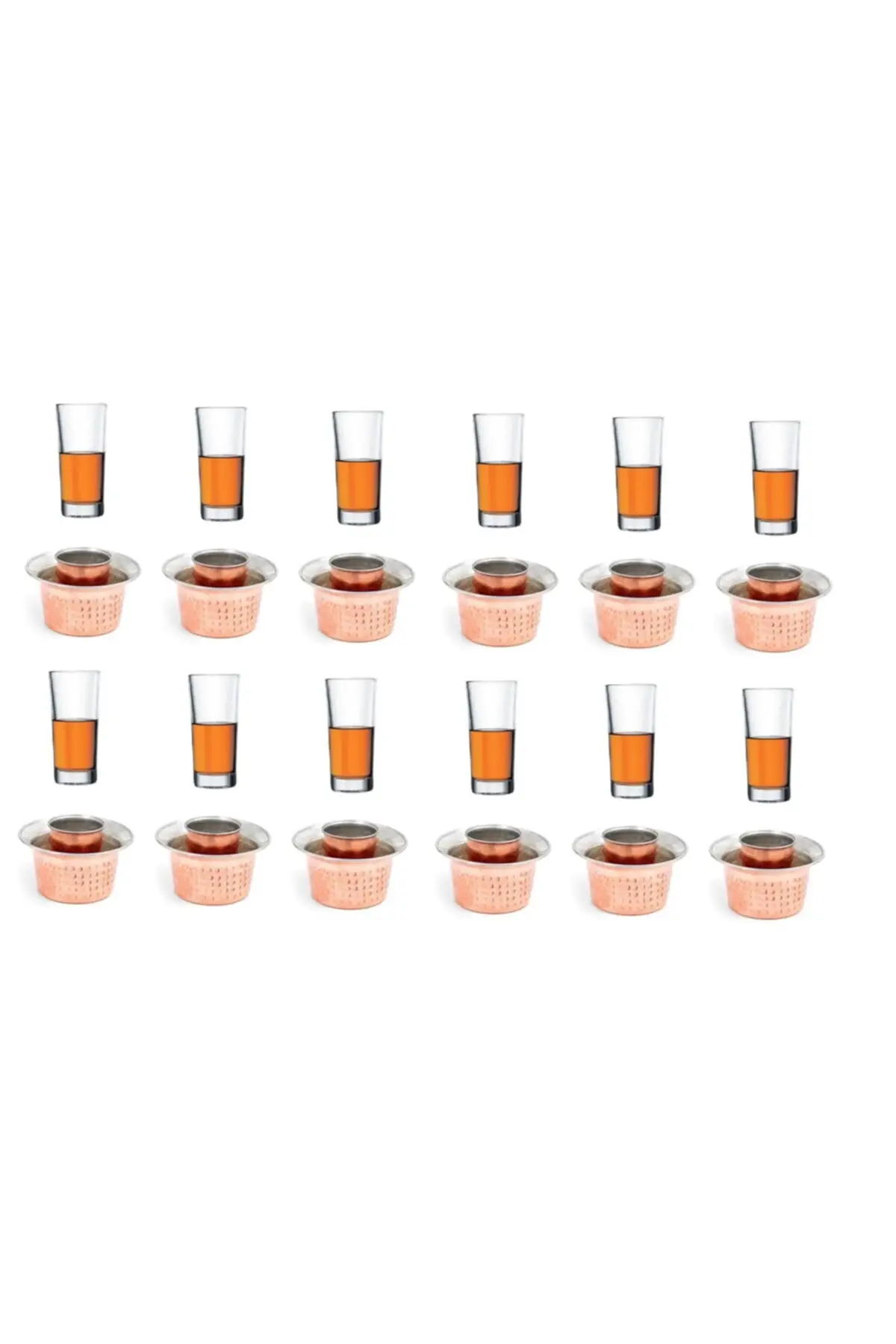 DOLBOVI copper Ehlikeyf and raki cup 12 piece Set Glasses of wine Glass