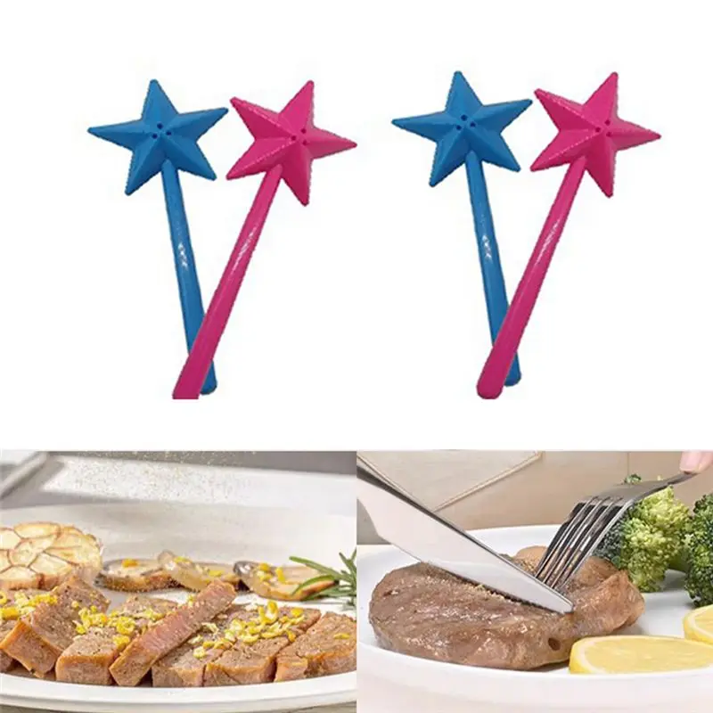 ABUN 10Pcs Magic Wand Salt Shaker, Star Three-Hole Seasoning Dispenser for Pepper Spices, Fun Kitchen Gadget