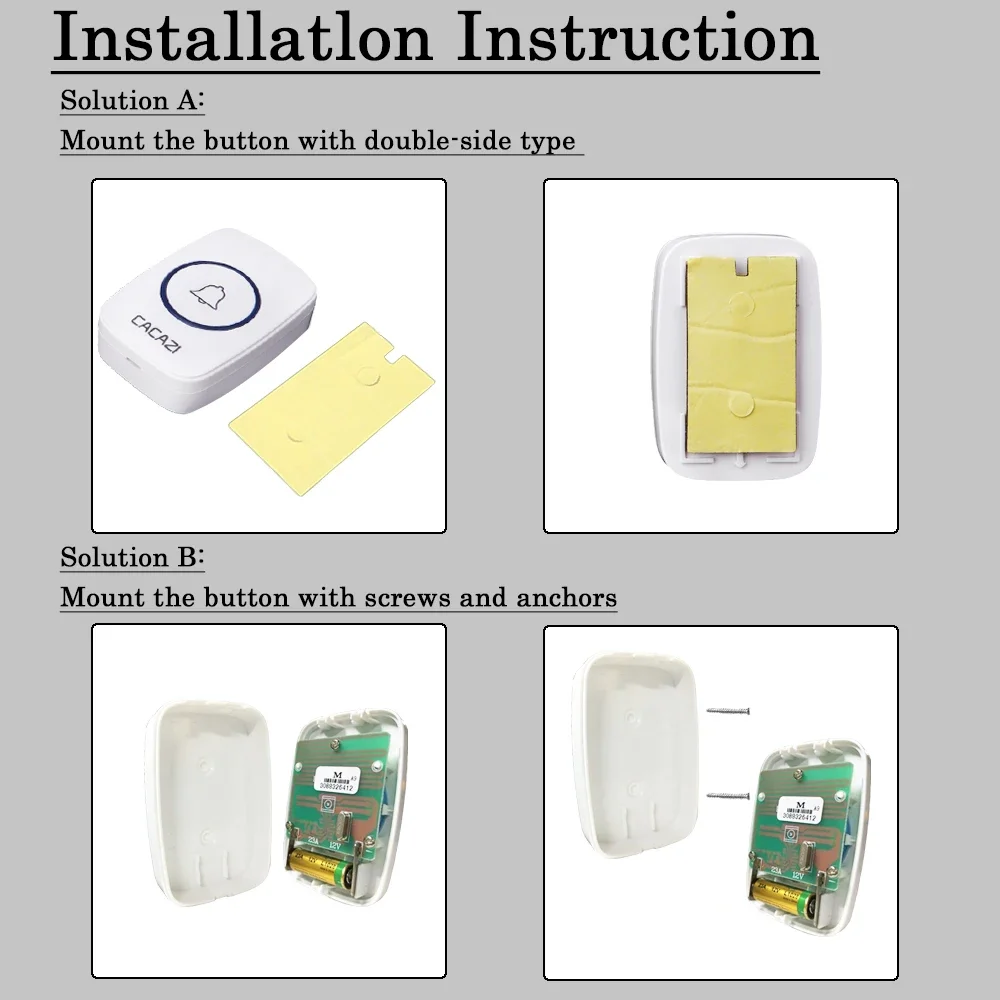 جرس الباب اللاسلكي التيار المتناوب 110-240 فولت مع ضوء LED التحكم عن بعد جرس رنين 300 متر 60 الدقات 5 حجم الاتحاد الأوروبي التوصيل A10 للفيلا المنزلية
