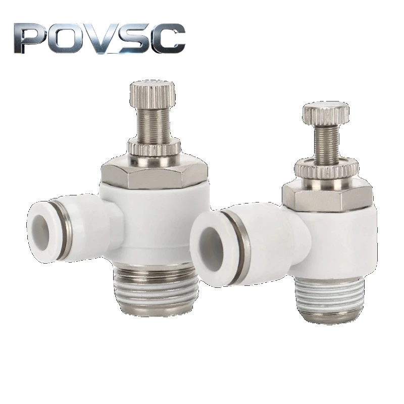 SL6-01 8-02 8-03 10-01 Pneumatic Throttle Valve Quick Push In Connector Air Speed Regulator Flow Control Valve for Air Cylinder-