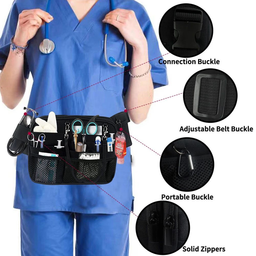 Nursing Organizer Belt Bag, Multi Compartment Medical Gear Pocket, Apron Hip Bag Utility Waist Pack With Tape Holder Wholesale