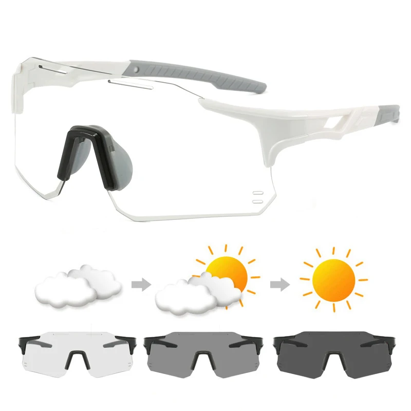 Windproof Cycling Sunglasses Men Women Photochromic Riding Sun Glasses Outdoor Change Color Sports Shades Discoloration Goggle