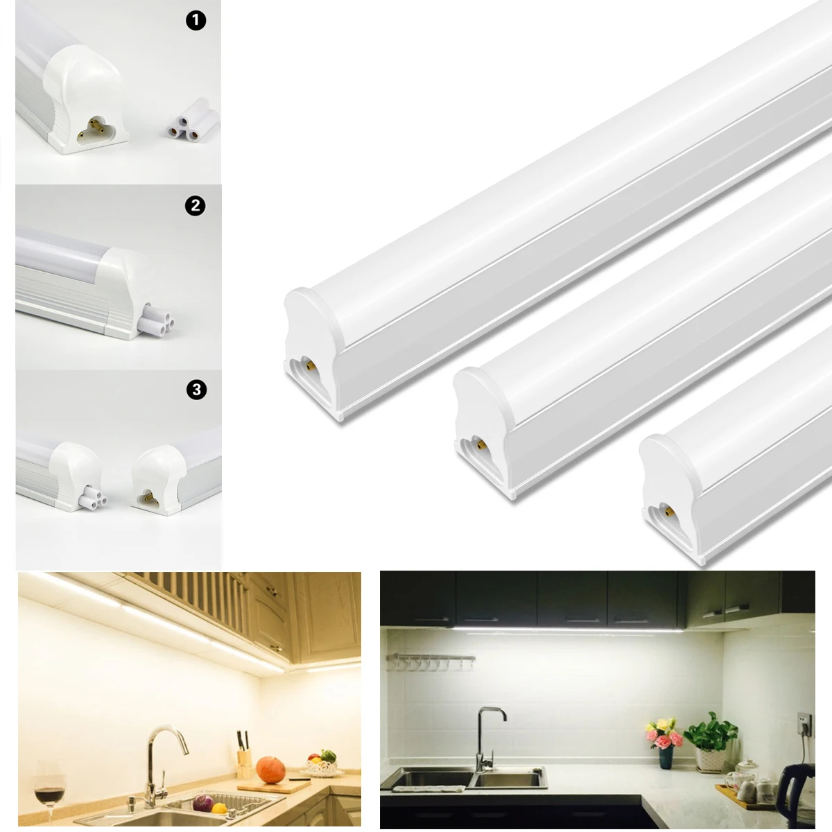 

T5 LED Bar Light 29/30/57/60cm Under Cabinet Light 220V T8 LED Tube Bulb 6W 8W 10W 12W Closet Kitchen Lamp Fluorescent Lighting