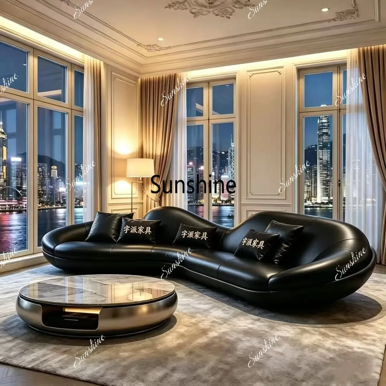 Italian premium curved moon sofa living room villa suspensionTJ