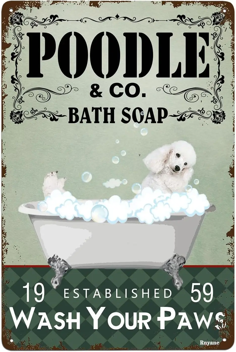 Bathroom Tin Signs Poodle Dog Wash Your Paws Metal Sign Vintage Home Farmhouse Bathroom Wall Decor Funny Bathroom Wall Art  sign