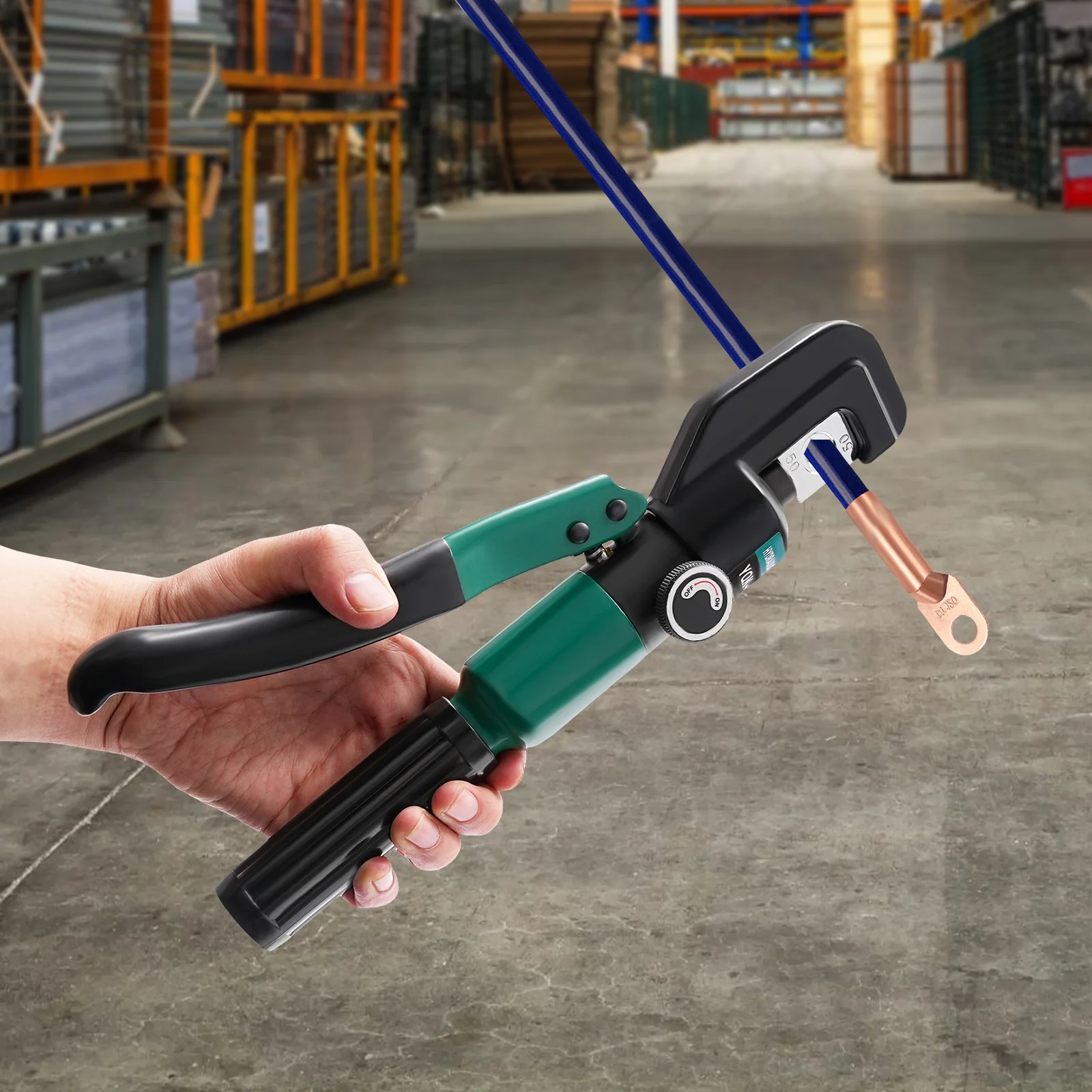 Handbetriebenes hydraulisches Crimpwerkzeug YQK-70, 60KN manueller Crimper mit 8 Paar Matrizen, Crimpbereich Cu 4-70mm², Sechskant-Crimpform – Detail 15