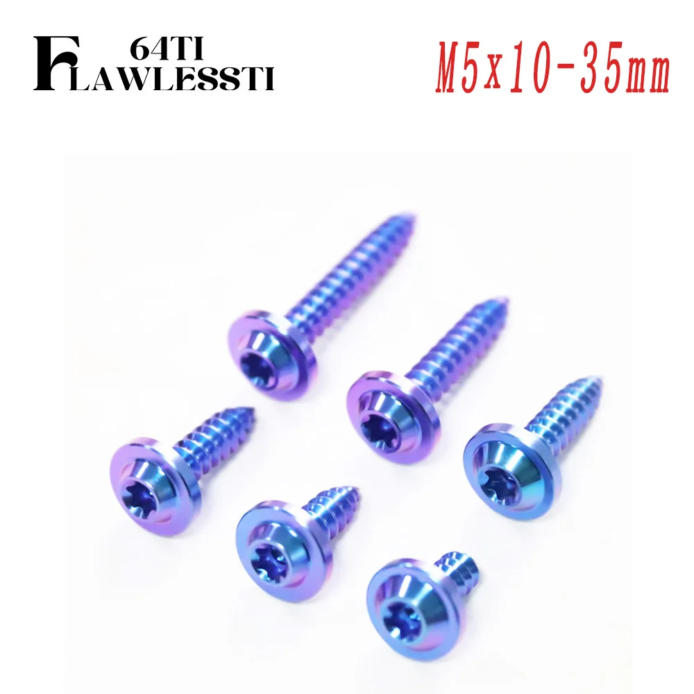 FLAWLESSTI M5×10-35 mm Gr5 Titanium Bolts Air Filter Bodycover Self-Tapping Screw For Yamaha Xmax 300 Tmax 560 Honda Wave 125