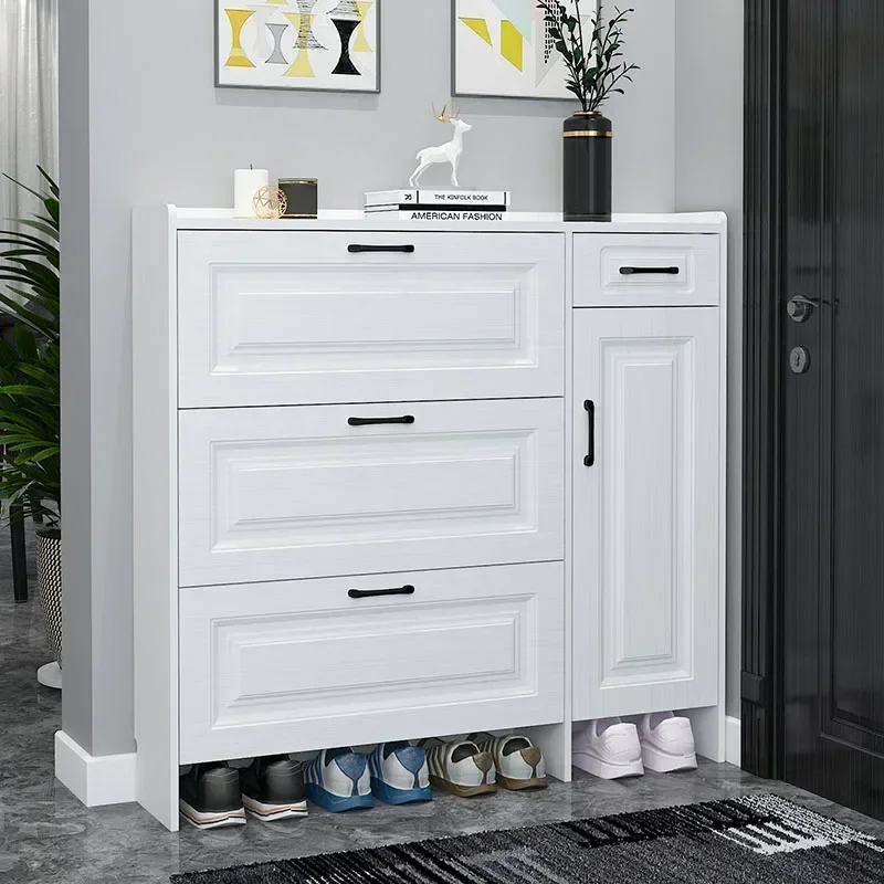 White Modern Shoe Rack Dust Proof Vertical Thin Drawer Shoe Rack In Door Luxury Recibidor Mueble Entrada Entrance Furniture Hall