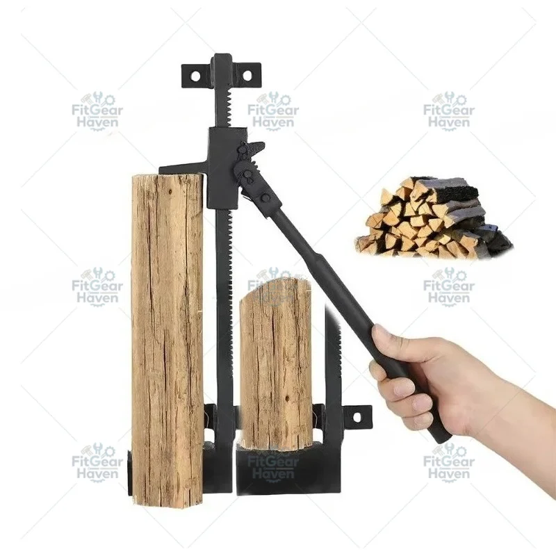 Manual wall-mounted wood splitter for fireplaces, for household use